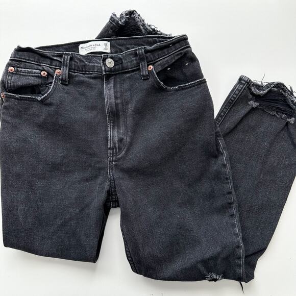 Abercrombie The Ankle Straight Ultra High Rise Distressed Jeans - Picture 3 of 10